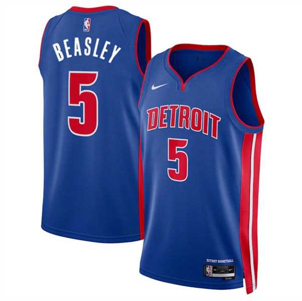 Mens Detroit Pistons #5 Malik Beasley Blue 2024 Icon Edition Stitched Jersey Dzhi